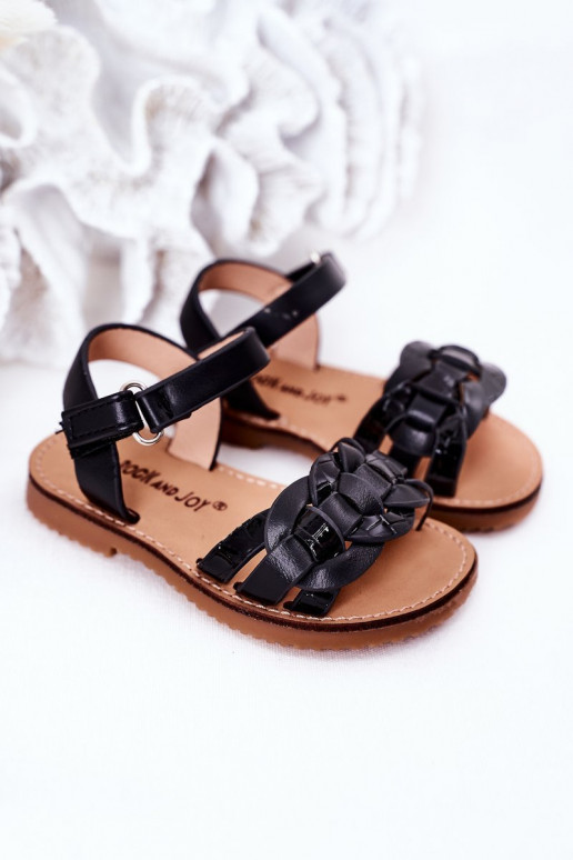 Sandalen für Kinder mit Schlangenprint in der Farbe Schwarz von Baxlee