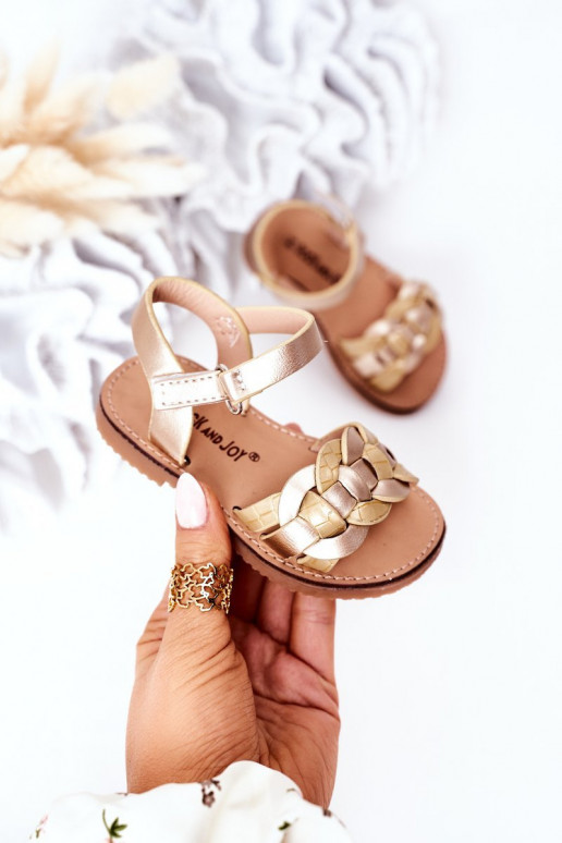 Sandalen für Kinder mit Schlangenprint in Goldfarbe Baxlee