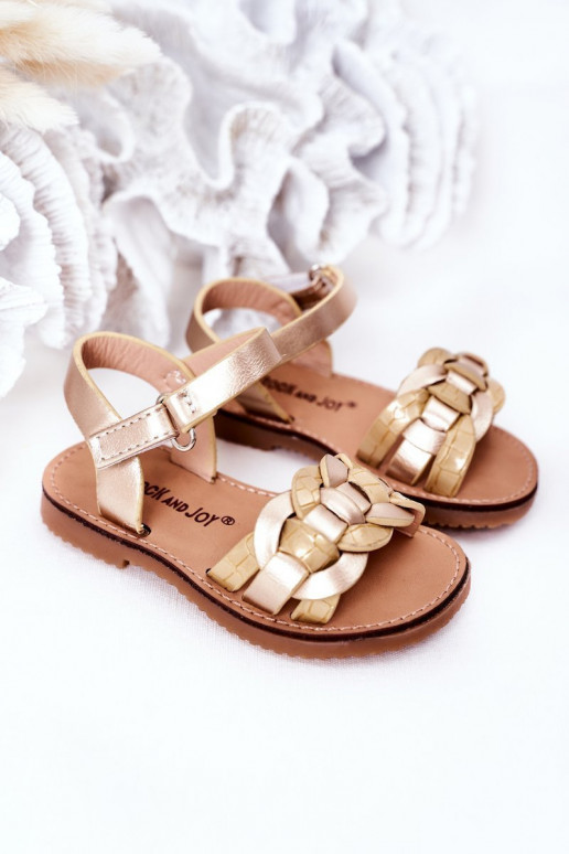 Sandalen für Kinder mit Schlangenprint in Goldfarbe Baxlee