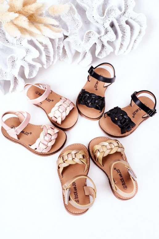 Sandalen für Kinder mit Schlangenprint in Goldfarbe Baxlee