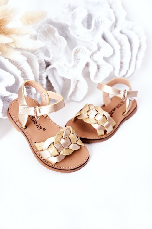Sandalen für Kinder mit Schlangenprint in Goldfarbe Baxlee