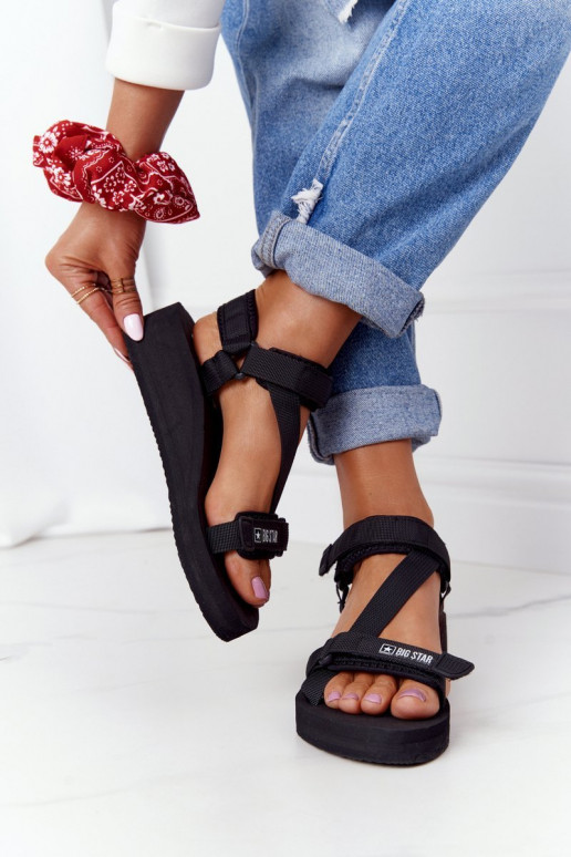 Leichte Hausschuhe Plateausandalen Big Star FF274A349 schwarze Farbe Leichte Hausschuhe Plateausandalen Big Star FF274A349 schwarze Farbe