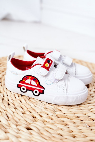 Kinder-Freizeitschuhe mit Klebeverschlüssen in der Farbe Weiß-Rot Taxi 2