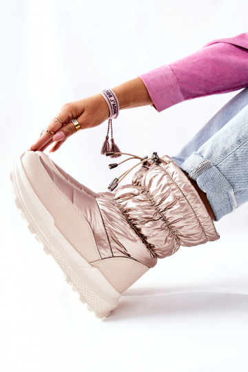 Warme Schneestiefel mit Reißverschlüssen in der Farbe Gold von Starbone