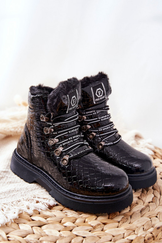 Warme Kinderstiefel mit Fell innen in der Farbe Schwarz Doreen Warme Kinderstiefel mit Fell innen in der Farbe Schwarz Doreen