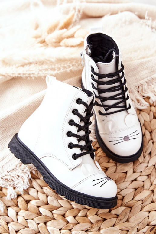 beheizte Stiefel mit Reißverschlüssen in weißem Mousie