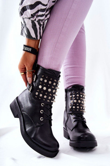 Stiefel mit Nieten und Reißverschlüssen in Schwarz Laurena 2