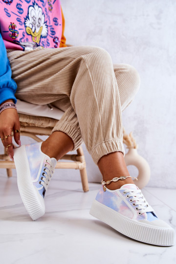 blau-rosafarbene Mischa-Sneaker mit flacher Sohle und Plateau 2