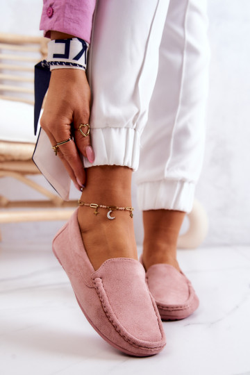 Wildledermokassins in rosa Morreno