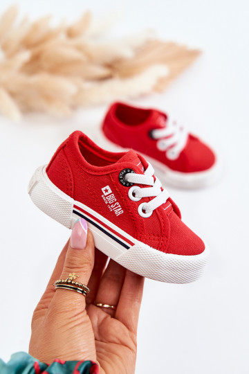 Flache Kinderschuhe Big Star JJ374162 rote Farbe