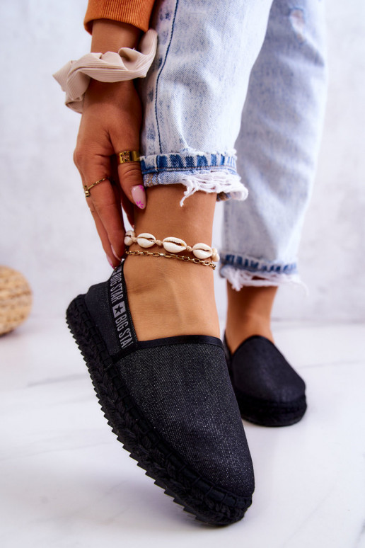 Stoff-Espadrilles des widerstandsfähigen Modells Big Star JJ274878 in Schwarz