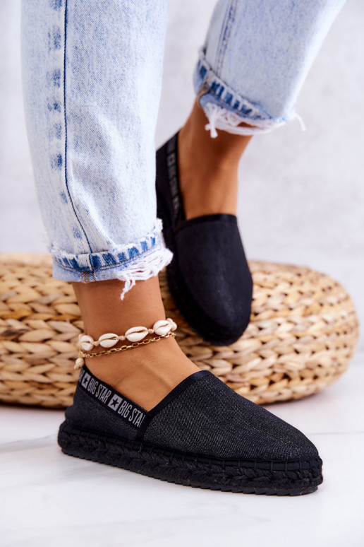 Stoff-Espadrilles des widerstandsfähigen Modells Big Star JJ274878 in Schwarz