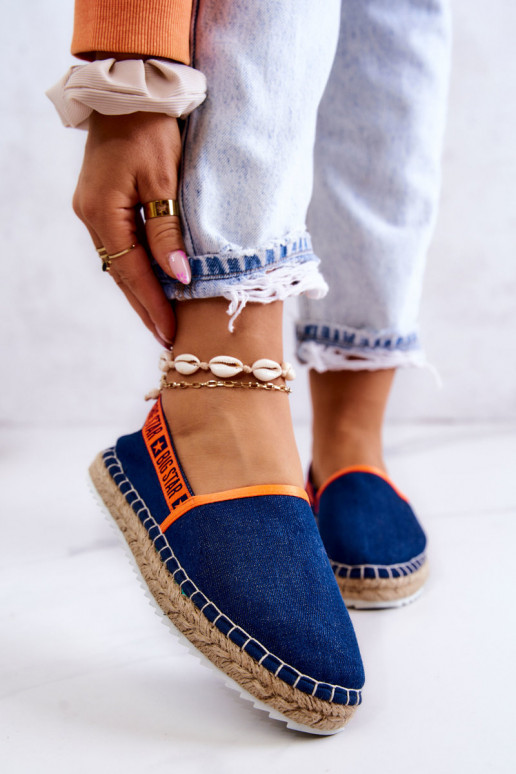 Stoff-Espadrilles mit auffälligem Modell Big Star JJ274877 in Dunkelblau Stoff-Espadrilles mit auffälligem Modell Big Star JJ274877 in Dunkelblau