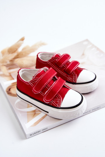 Kinder-Freizeitschuhe mit Klebeverschlüssen in rotem Bernie 2