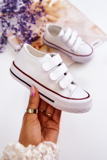 Kinder-Freizeitschuhe mit Klebeverschlüssen in weißem Bernie