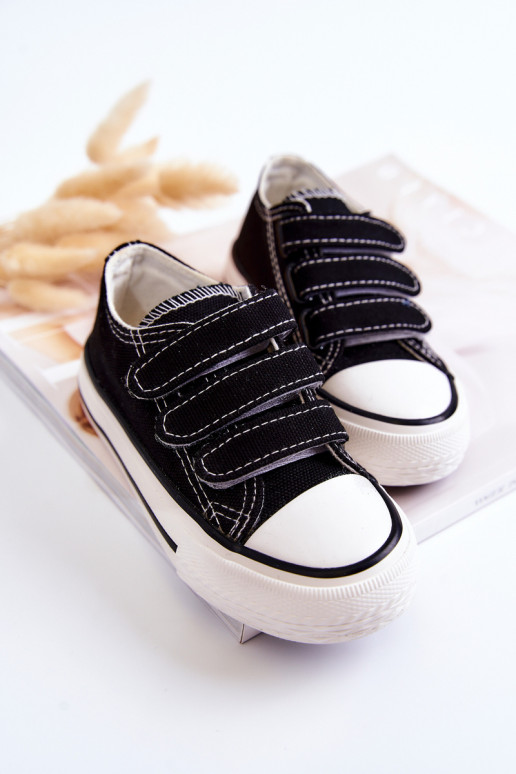 Kinder-Freizeitschuhe mit Klebeverschlüssen in schwarzem Bernie