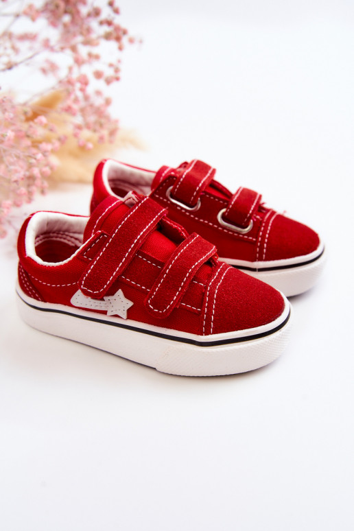 Klassisches Modell Sneakers mit Klebeverschlüssen in der roten Farbe Phiris