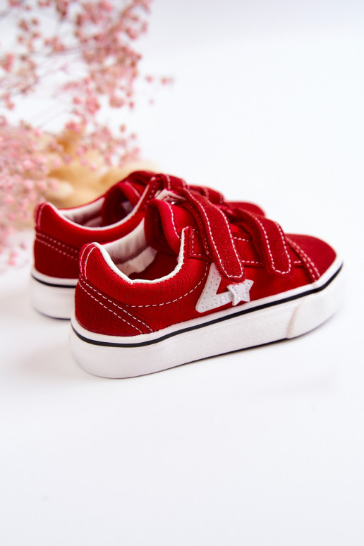 Klassisches Modell Sneakers mit Klebeverschlüssen in der roten Farbe Phiris