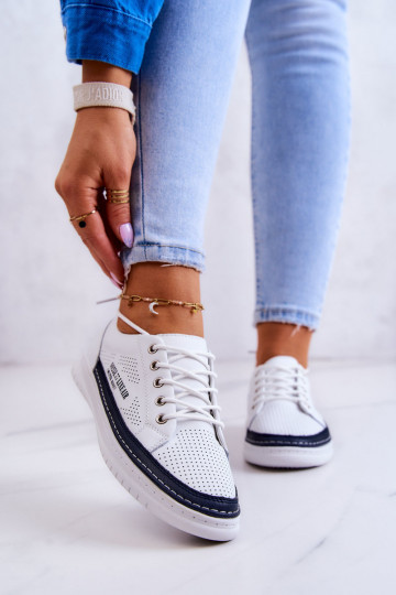 Sneakers aus Naturleder in der Farbe Weiß-Dunkelblau von Cloesa 2