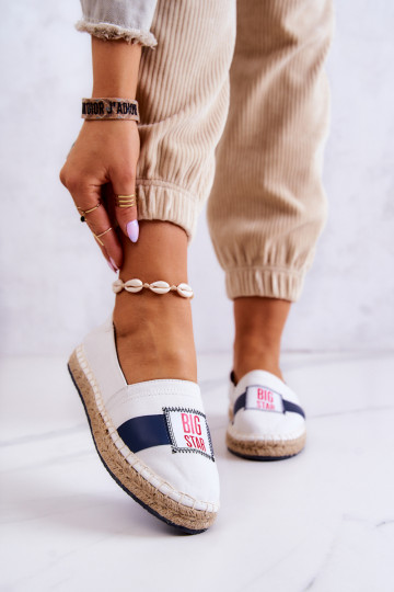 Stilvolle Slip-On-Espadrilles Big Star JJ274964 Weiß-Dunkelblau