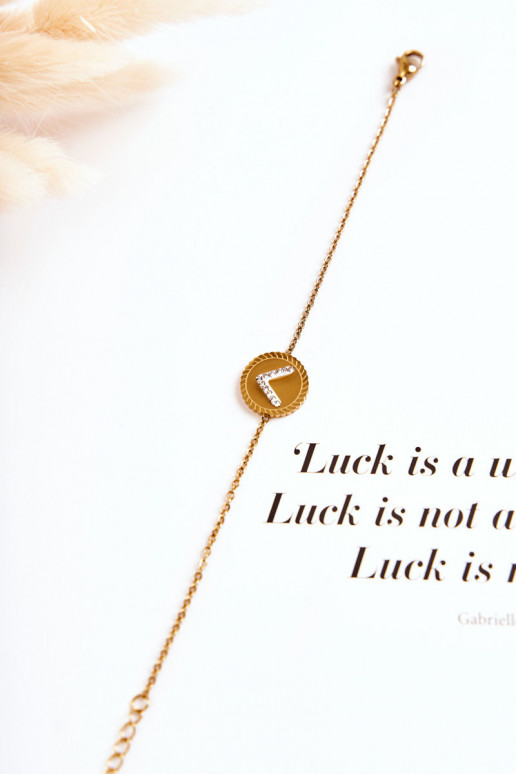 Damenarmband mit Ornamenten und Zirkonaugen in Goldfarbe Damenarmband mit Ornamenten und Zirkonaugen in Goldfarbe