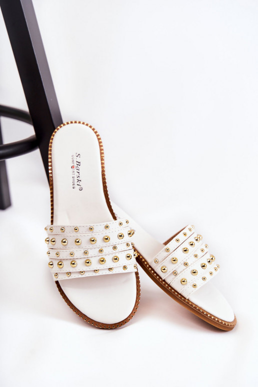 Lederhausschuhe mit Ornamenten in der Farbe Weiß Brien Lederhausschuhe mit Ornamenten in der Farbe Weiß Brien