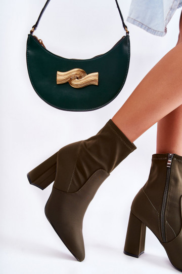 Stoffstiefel mit Absatz in der Farbe Khaki Amile 2