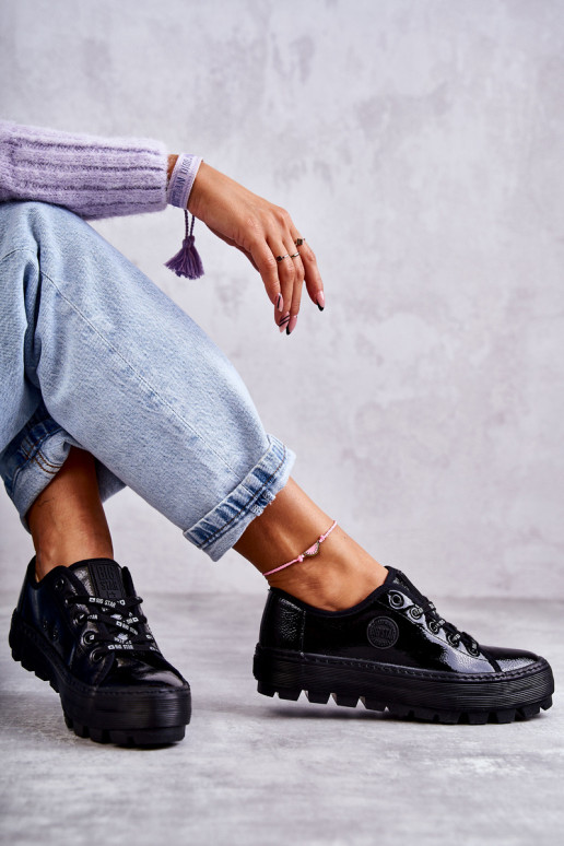 mit Lackeffekt Freizeitschuhe Big Star KK274044 schwarze Farbe mit Lackeffekt Freizeitschuhe Big Star KK274044 schwarze Farbe