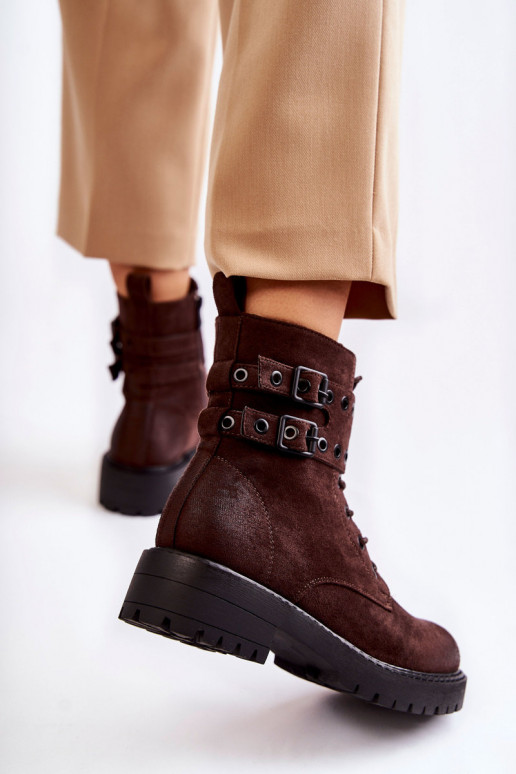 Warme Wildlederstiefel in der braunen Farbe Silvor Warme Wildlederstiefel in der braunen Farbe Silvor