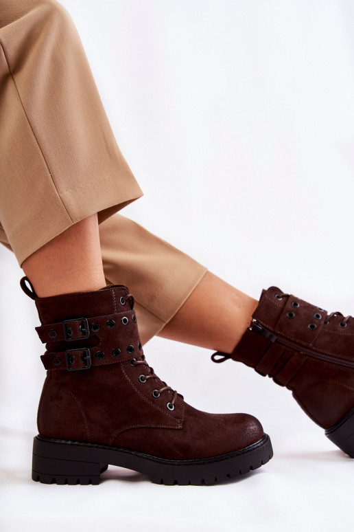 Warme Wildlederstiefel in der braunen Farbe Silvor Warme Wildlederstiefel in der braunen Farbe Silvor