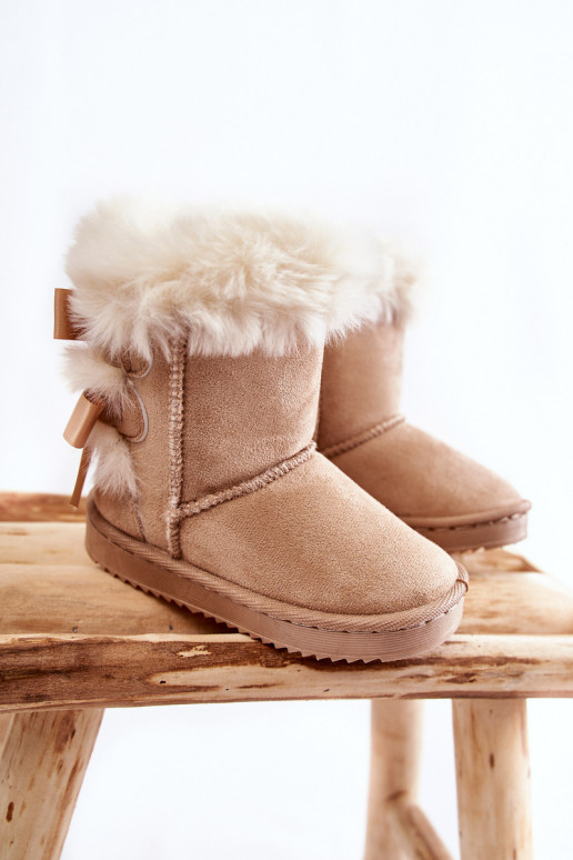 Warme Kinderstiefel mit Bändern Schneestiefel elfenbein Funky