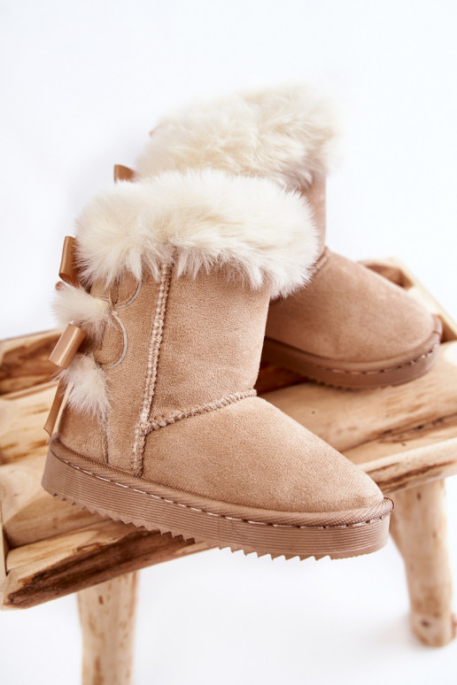 Warme Kinderstiefel mit Bändern Schneestiefel elfenbein Funky