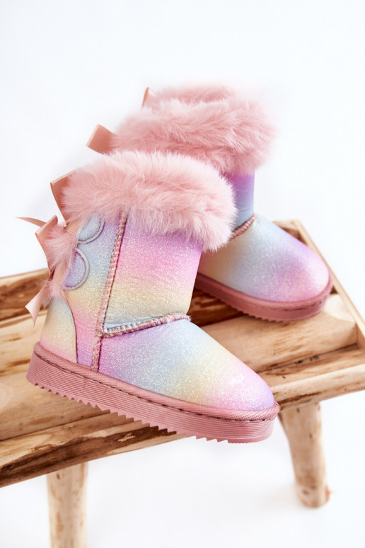 Warme Kinderschuhe mit Bändern, Schneestiefel, verschiedene Farben. Funky