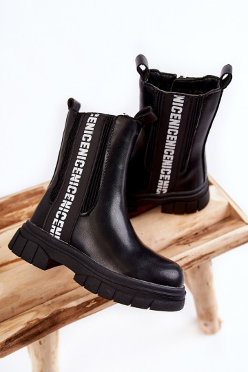 Gewärmte Kinderstiefel in der schwarzen Farbe Kimmy 2