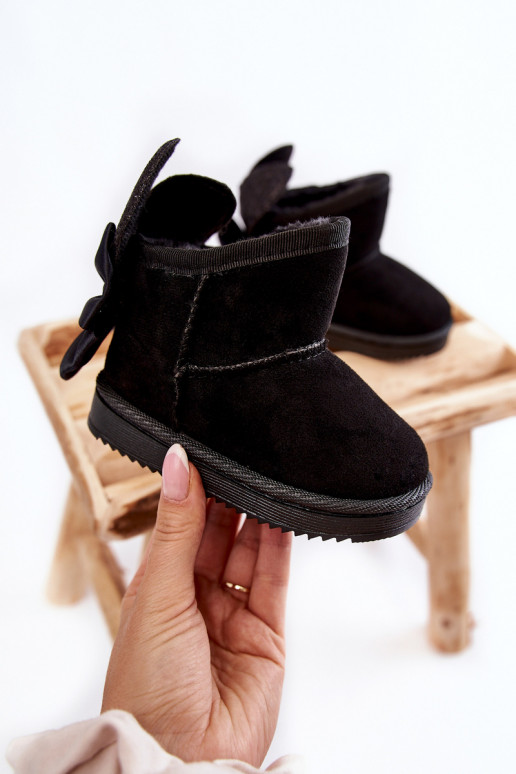 Gewärmte Kinder-Schneestiefel mit Bändern aus schwarzem Meriva