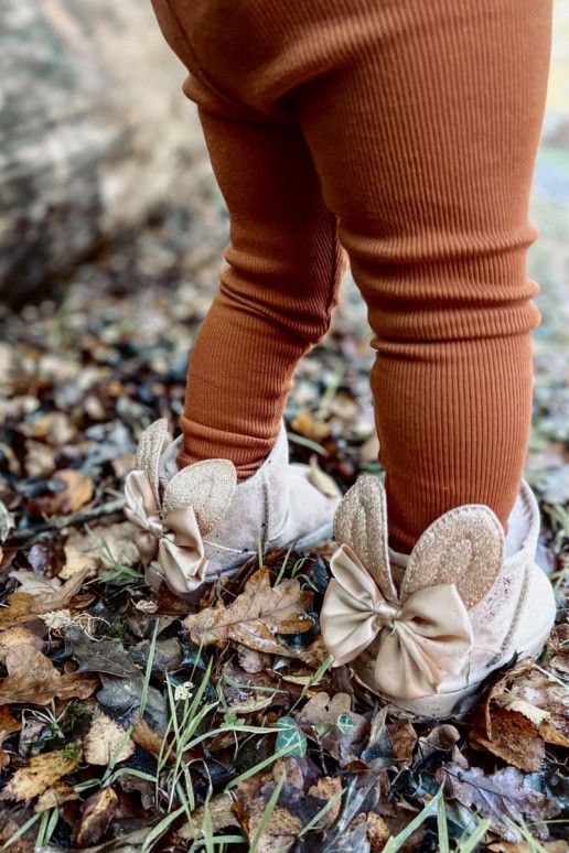 Gewärmte Schneestiefel für Kinder mit Bändern beige Meriva Gewärmte Schneestiefel für Kinder mit Bändern beige Meriva