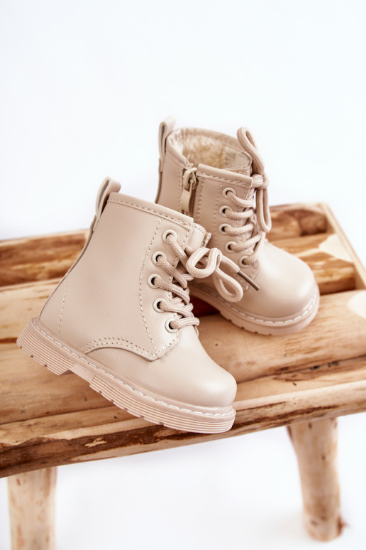 Kinderstiefel mit Reißverschlüssen beige Omua