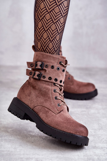 Warme Wildlederstiefel in der braunen Farbe Silvor