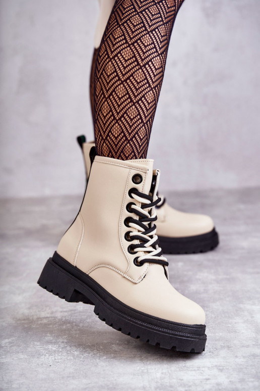 Damen-Stiefeletten, Stiefeletten in Elfenbeinfarbe, Denila Damen-Stiefeletten, Stiefeletten in Elfenbeinfarbe, Denila