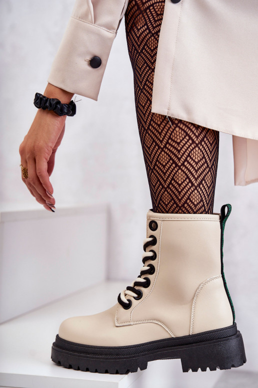 Damen-Stiefeletten, Stiefeletten in Elfenbeinfarbe, Denila Damen-Stiefeletten, Stiefeletten in Elfenbeinfarbe, Denila