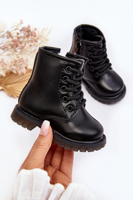 Kinderstiefel mit Reißverschlüssen in der Farbe Schwarz Omua