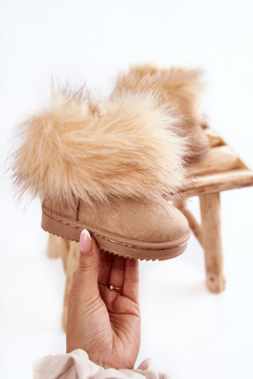 Kinder-Schneestiefel mit Fell in der Farbe Beige Ariana