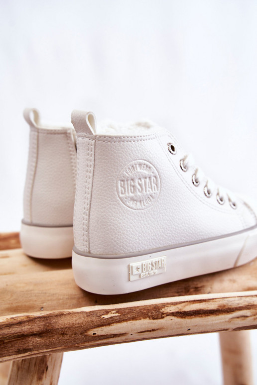 Kinderschuhe mit Einlegesohlen mit Reißverschlüssen Big Star KK374227 weiße Farbe