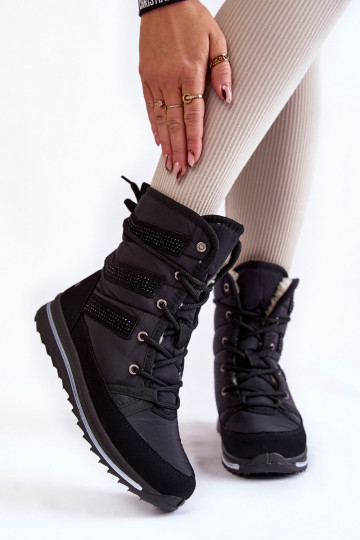 Schneestiefel mit Schnürsenkeln Progress PROGJ-22-134 schwarze Farbe