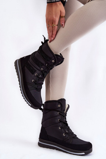 Schneestiefel mit Schnürsenkeln Progress PROGJ-22-134 schwarze Farbe 2