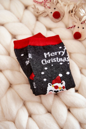 Kindersocken „Merry Christmas“ in grau-roter Farbe 2