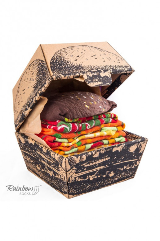 Farbige Socken in einer Box Burger Vege 2 Paar Farbige Socken in einer Box Burger Vege 2 Paar