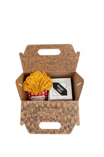 4 Paar farbige Socken in einer Box