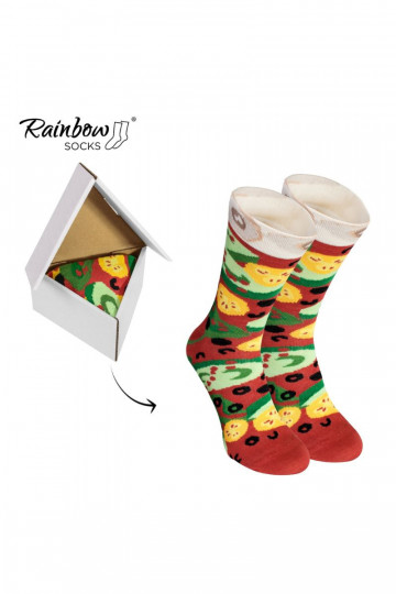 Farbige Socken in einer Box 1 Paar Pizza 2