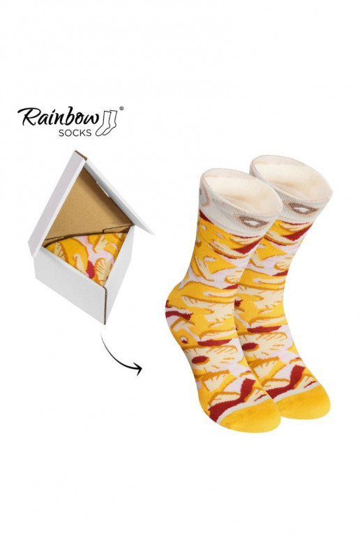 Farbige Socken in einer Box 1 Paar Pizza